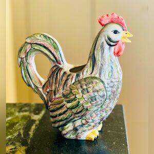 San Marco Majolica Pottery Rooster Pitcher Made in Italy 10 1:2”